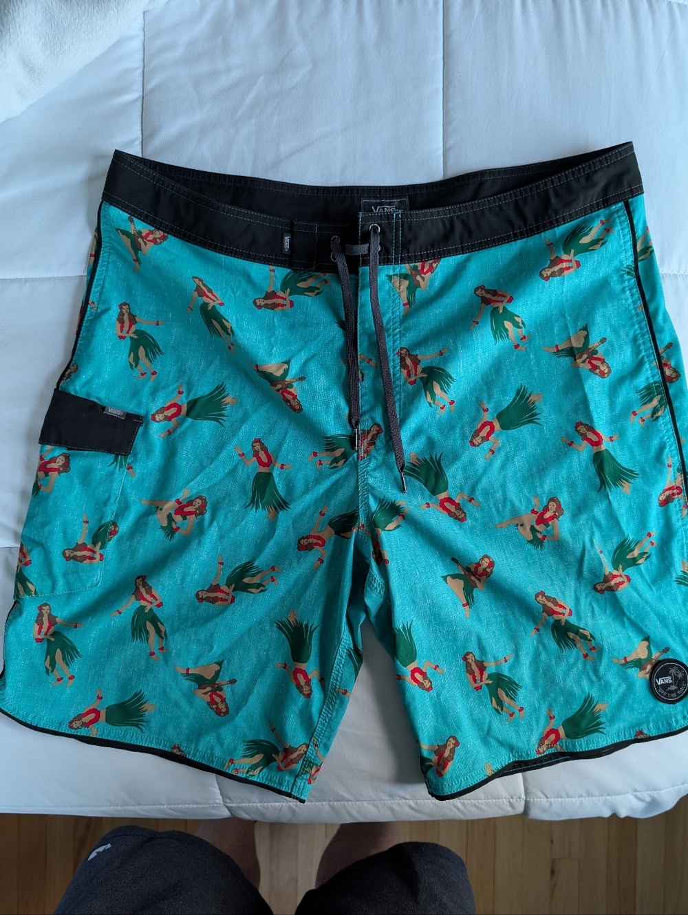 Vans Teal Hula Girl Print Board Shorts